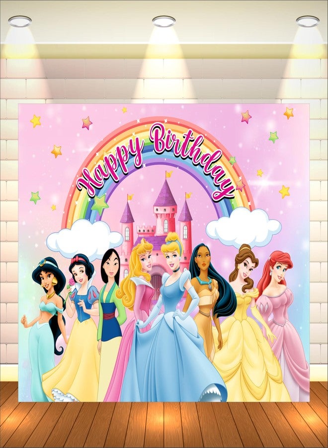 Party Baazaar Princess Birthday Backdrop 5x4 Ft | Backdrops for Decoration | Birthday Decoration Backdrop | Banner for Kids Theme Party - Image 1